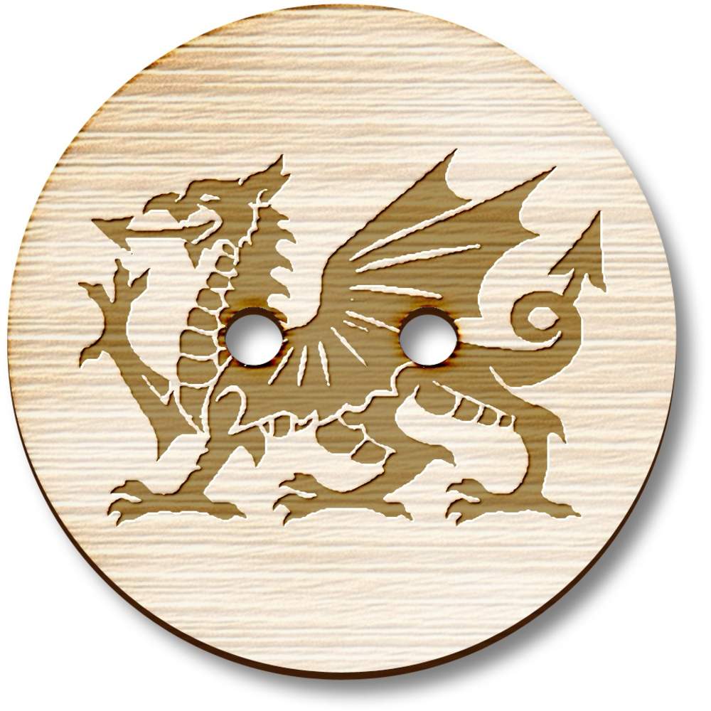 'Welsh Dragon' Wooden Buttons (BT047725)