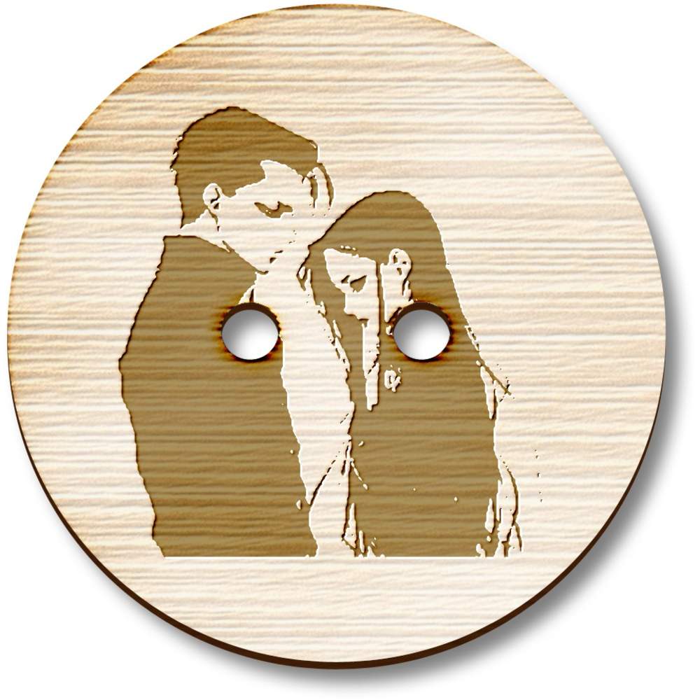 8 x 23mm 'Goth Couple' Round Wooden Buttons (BT00124446)