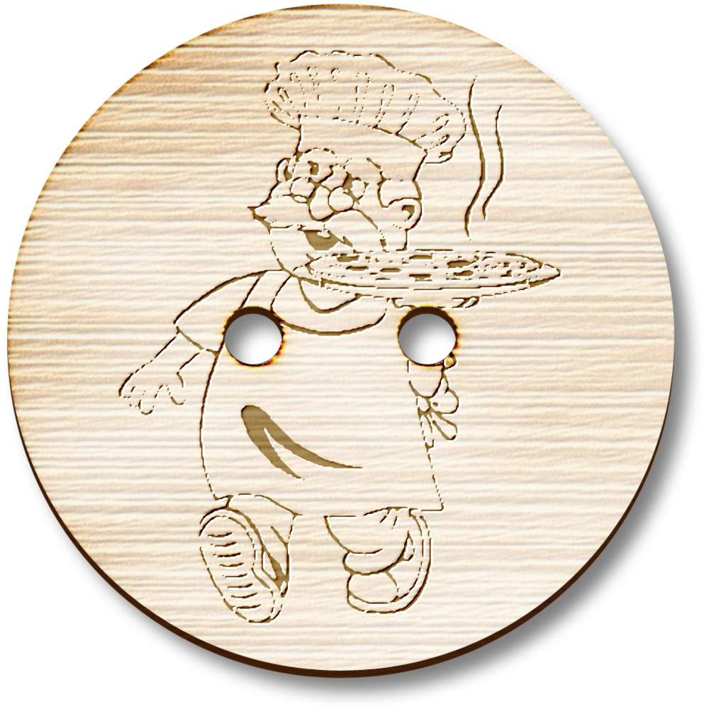 8 x 23mm 'Italian Chef' Round Wooden Buttons (BT00124658)
