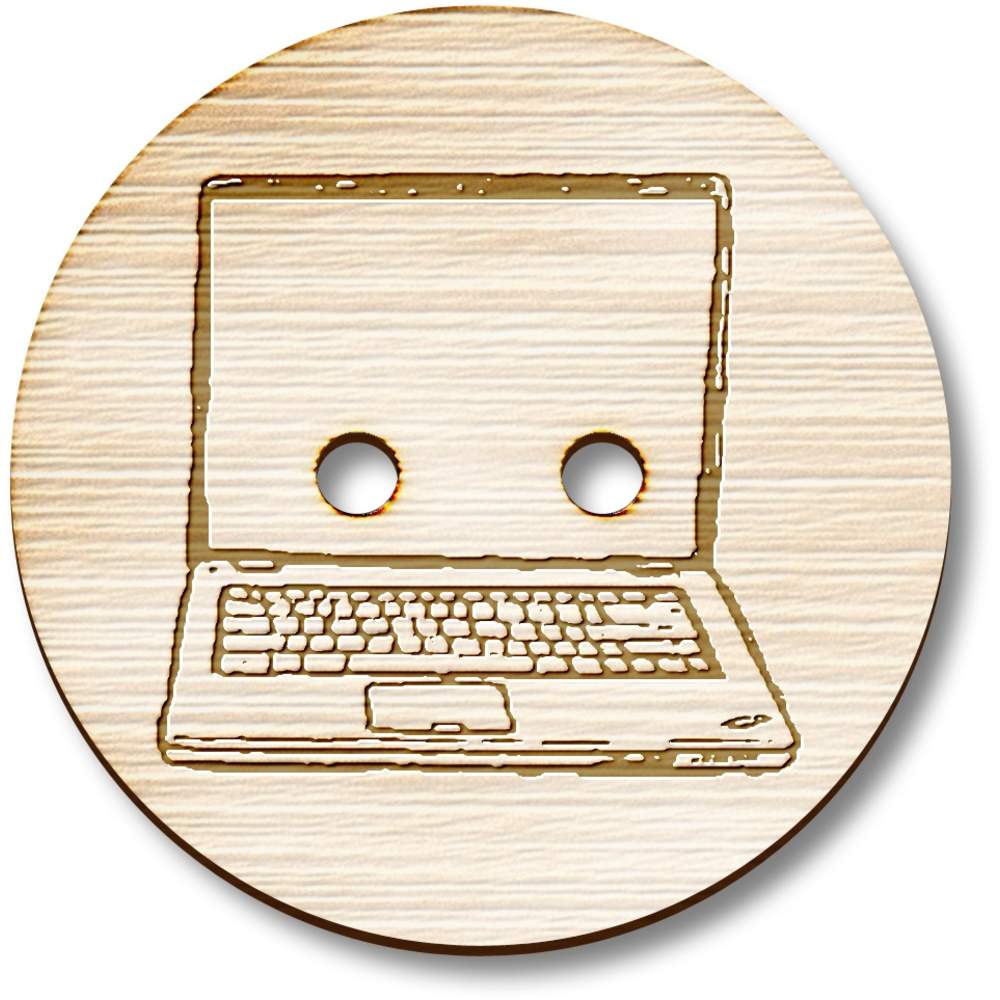 8 x 23mm 'Gaming Laptop' Round Wooden Buttons (BT00124838)