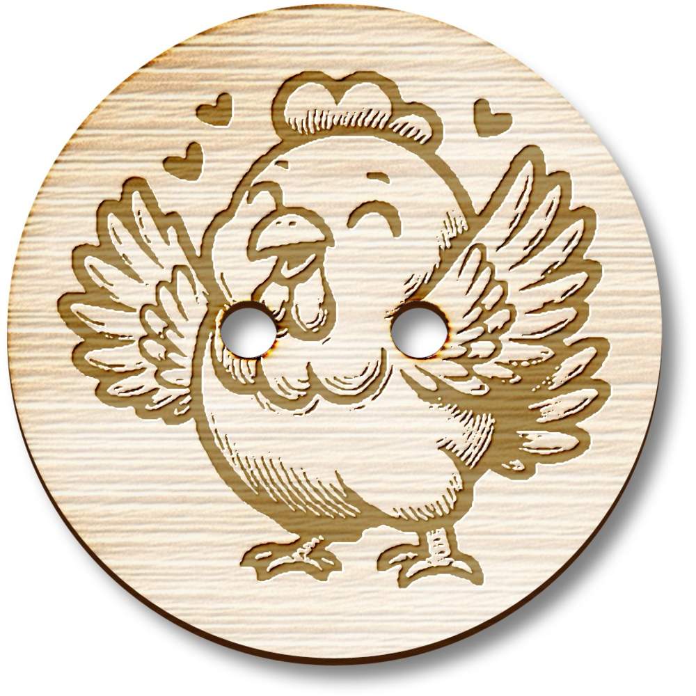 'Happy Chicken' Wooden Buttons (BT048590)