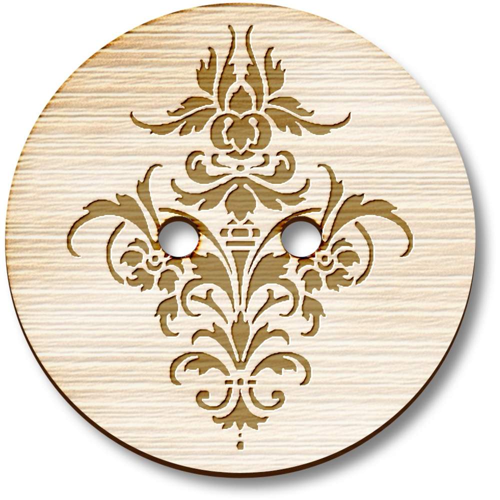 8 x 23mm 'Art Nouveau Iris Flower Motif' Round Wooden Buttons (BT00125546)