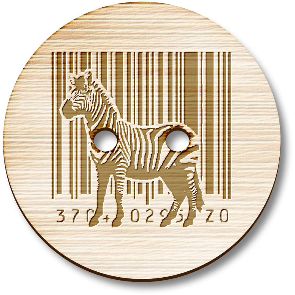 8 x 23mm 'Barcode Zebra Stripes' Round Wooden Buttons (BT00125554)