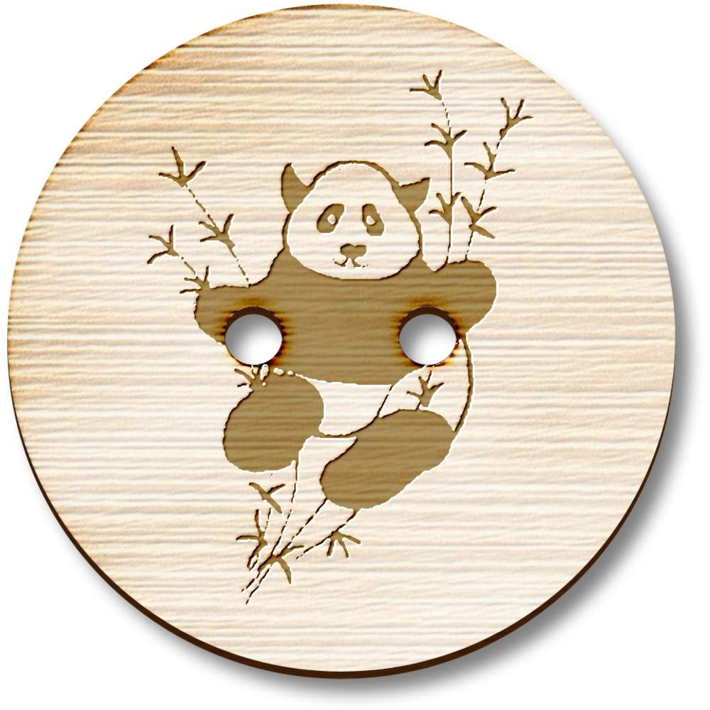 'Panda Sitting Amongst The Bamboo ' Wooden Buttons (BT048974)