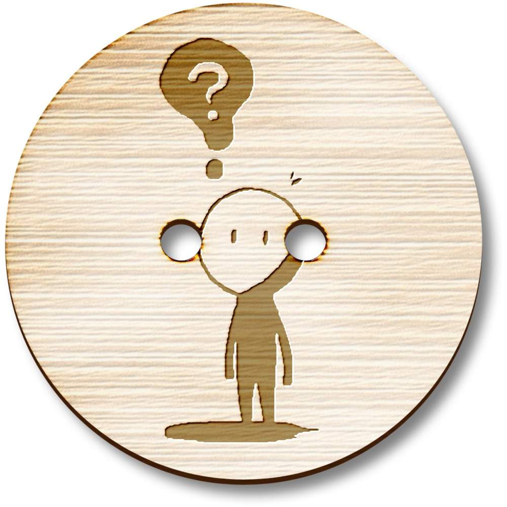 'Character with Question Mark' Wooden Buttons (BT050283)