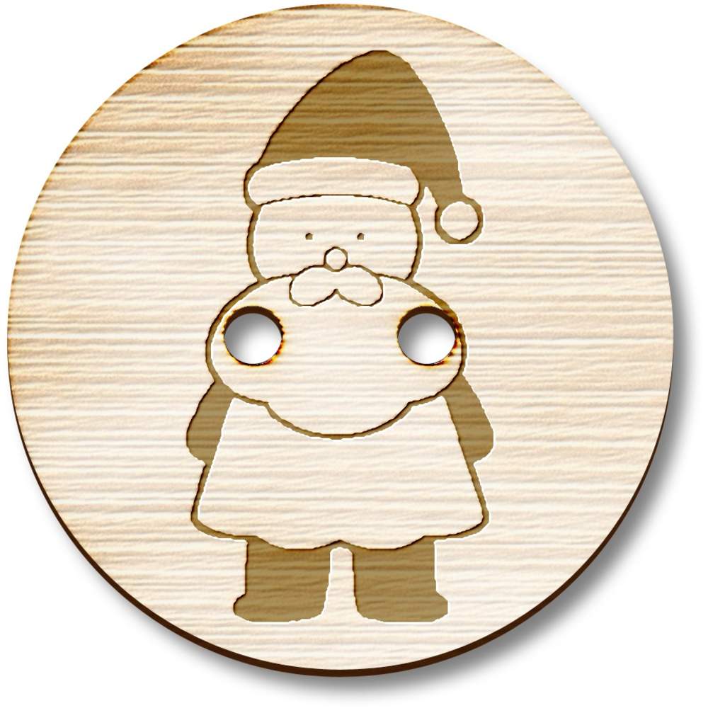 8 x 23mm 'Cartoon Santa ' Round Wooden Buttons (BT00127040)
