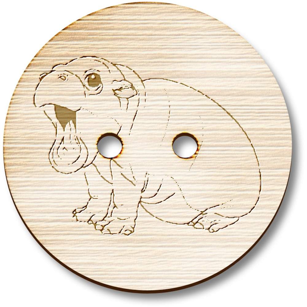 'Roaring Baby Pygmy Hippo' Wooden Buttons (BT050657)