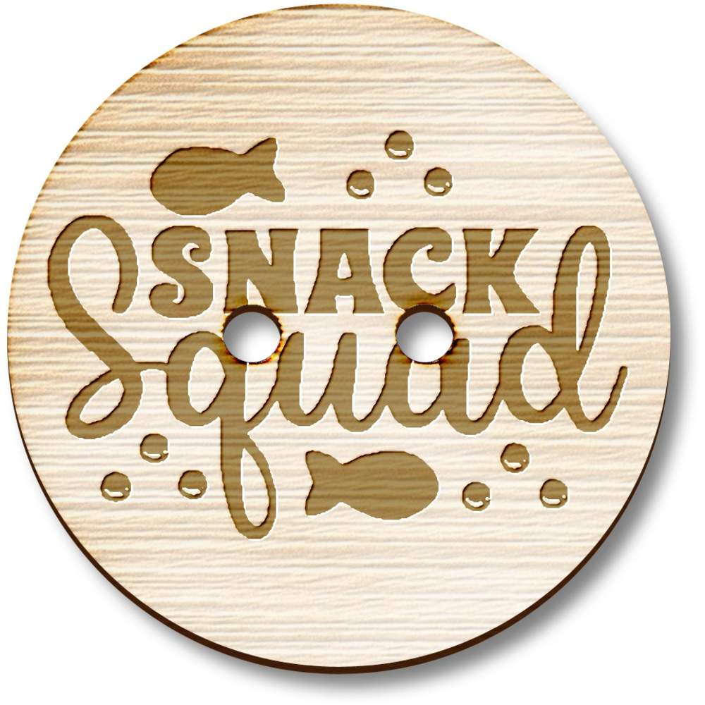 8 x 23mm 'Snack Squad Funny Child Toddler Quote ' Round Wooden Buttons (BT00128058)