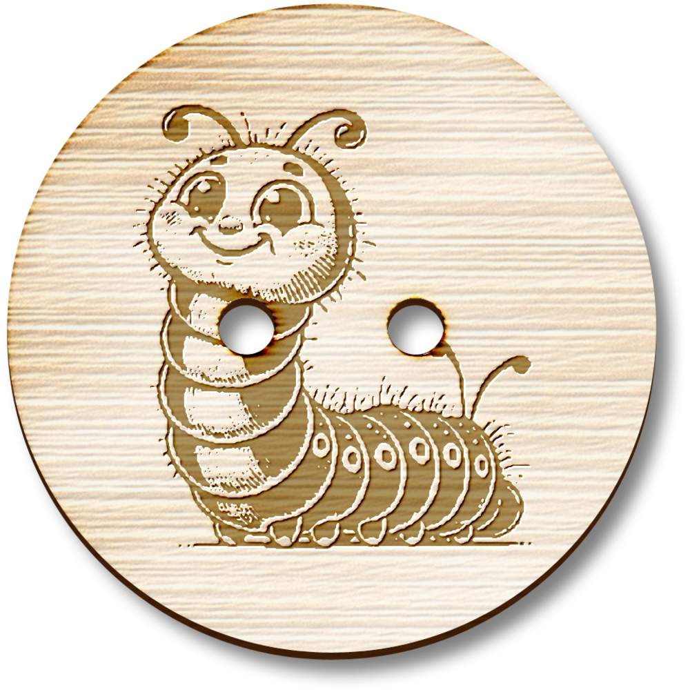 8 x 23mm 'Cute Caterpillar' Round Wooden Buttons (BT00129128)