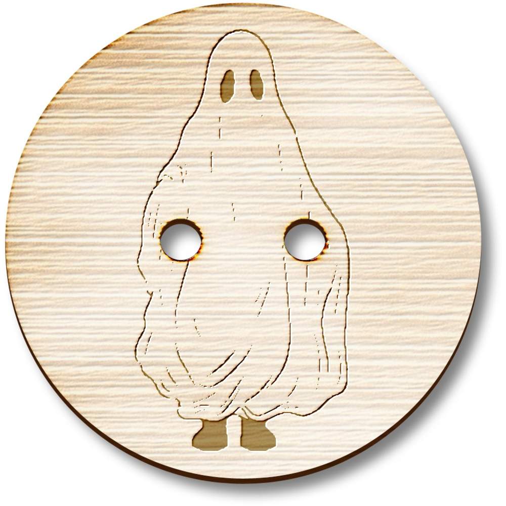'Funny Halloween Ghost' Wooden Buttons (BT052640)