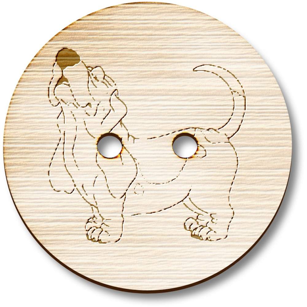 8 x 23mm 'Basset Hound Howl' Round Wooden Buttons (BT00129208)