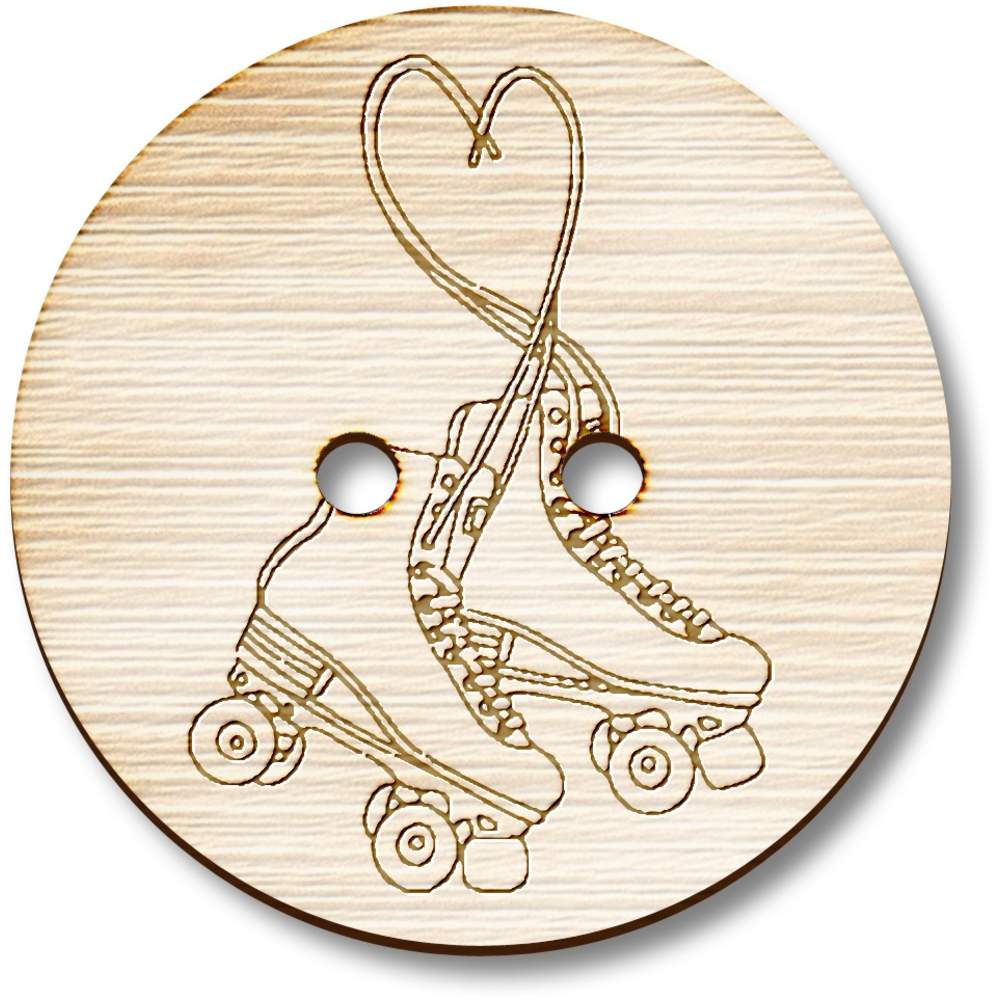 8 x 23mm 'Love Roller Skates ' Round Wooden Buttons (BT00129328)