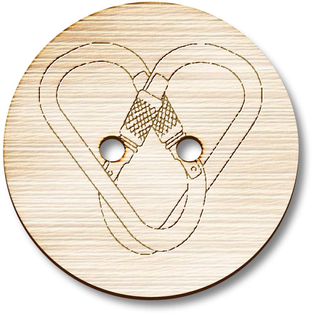 'Climbing Carabiner Hook Heart' Wooden Buttons (BT053116)