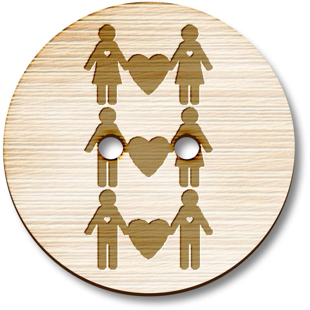 8 x 23mm 'Love is Love' Round Wooden Buttons (BT00129858)