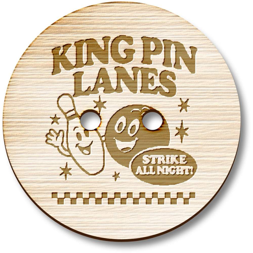 'King Pin bowling' Wooden Buttons (BT054037)