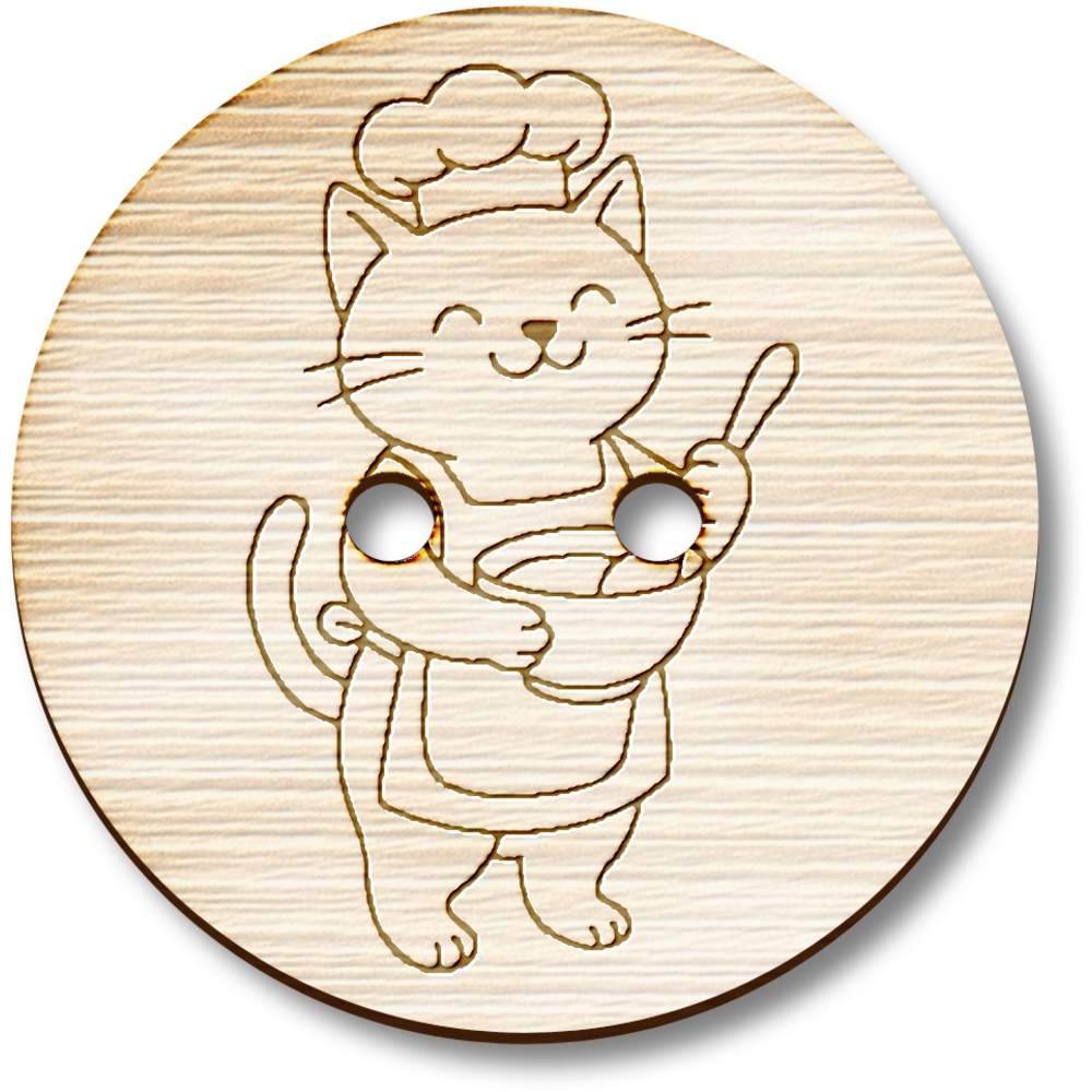 'Baking Cat' Wooden Buttons (BT054337)