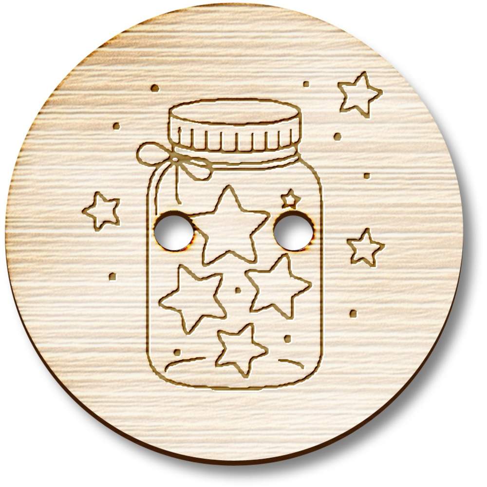 8 x 23mm 'Jar of Stars' Round Wooden Buttons (BT00130848)