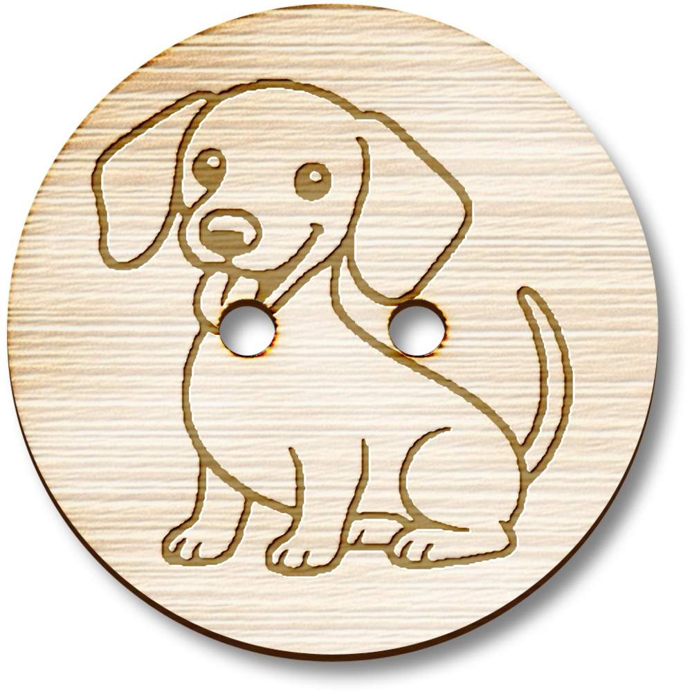 8 x 23mm 'Miniature Dachshund Dog' Round Wooden Buttons (BT00130952)