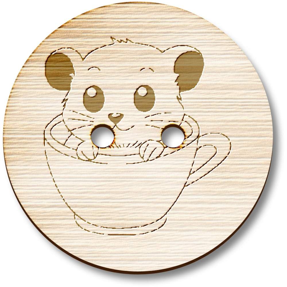 'Hamster in Teacup' Wooden Buttons (BT057615)