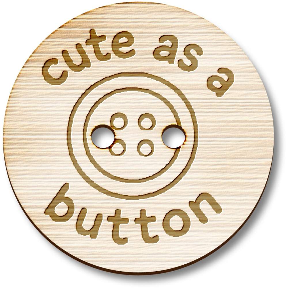 'Cute as a Button' Wooden Sewing Buttons - Round Fasteners for Clothes, Knitting, Crafts and Scrapbooking (BT057840)