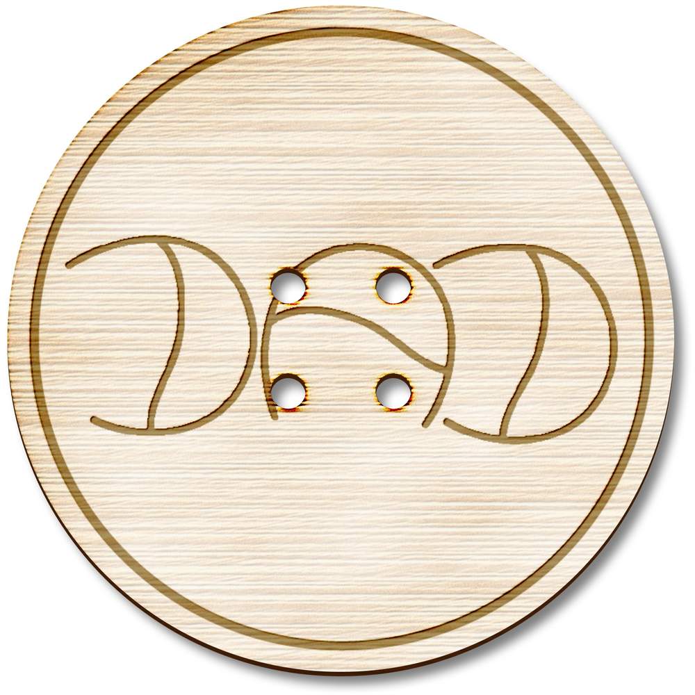 3 x 38mm 'Dad Text' Large Round Wooden Buttons (BT00000654)