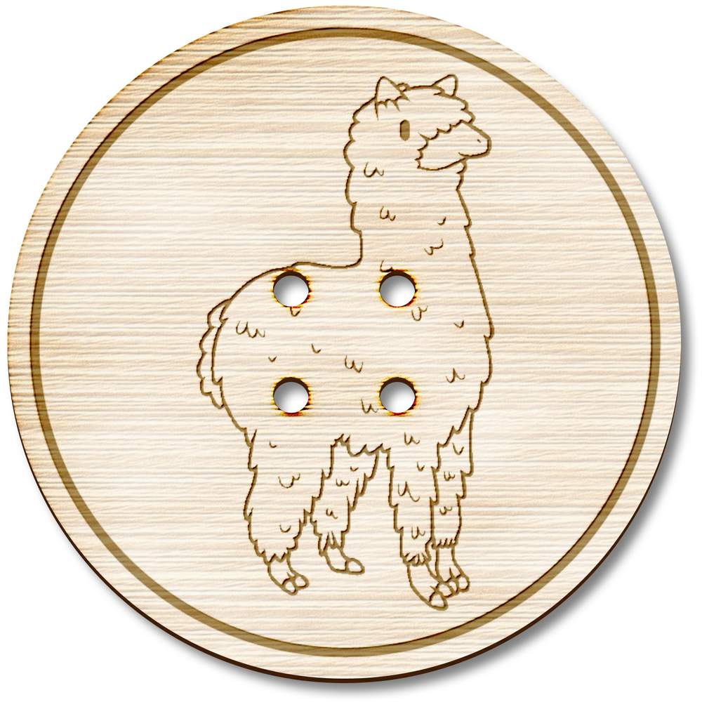 3 x 38mm 'Alpaca' Large Round Wooden Buttons (BT00002430)