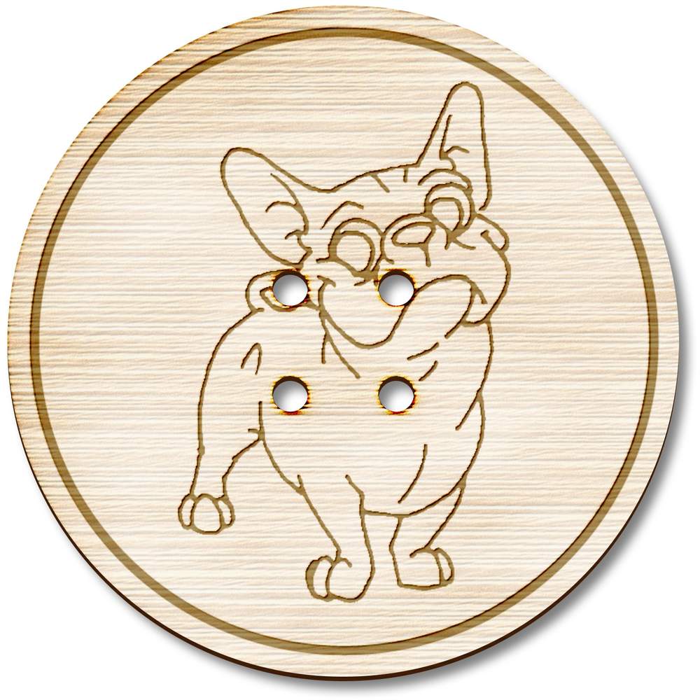 'French Bulldog Head' Wooden Buttons BT013226 