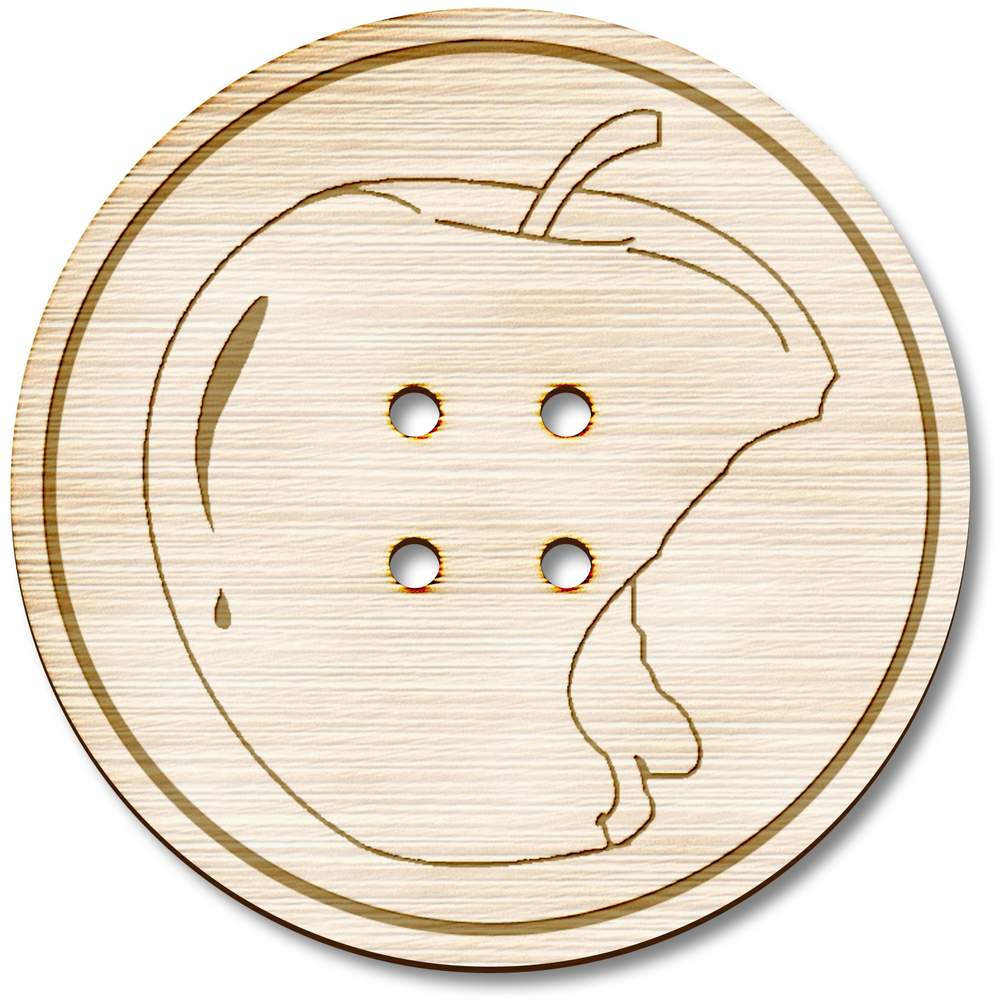 3 x 38mm 'Bitten Apple' Large Round Wooden Buttons (BT00005460)