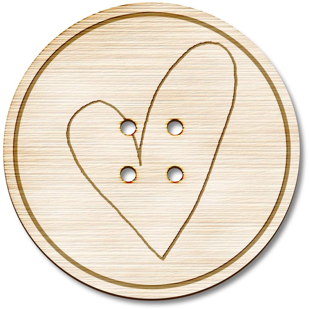 3 x 38mm 'Heart' Large Round Wooden Buttons (BT00007716)