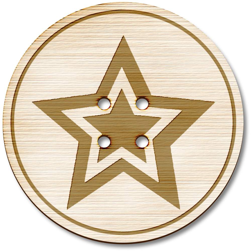 3 x 38mm 'Stars' Large Round Wooden Buttons (BT00008112)