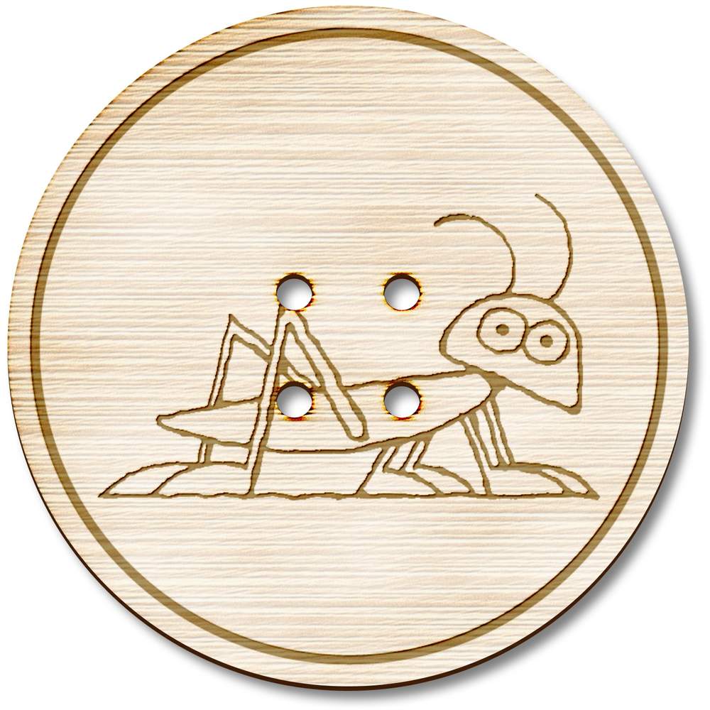3 x 38mm 'Grasshopper' Large Round Wooden Buttons (BT00011256)