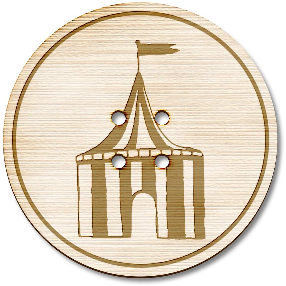 3 x 38mm 'Circus Tent' Large Round Wooden Buttons (BT00016668)