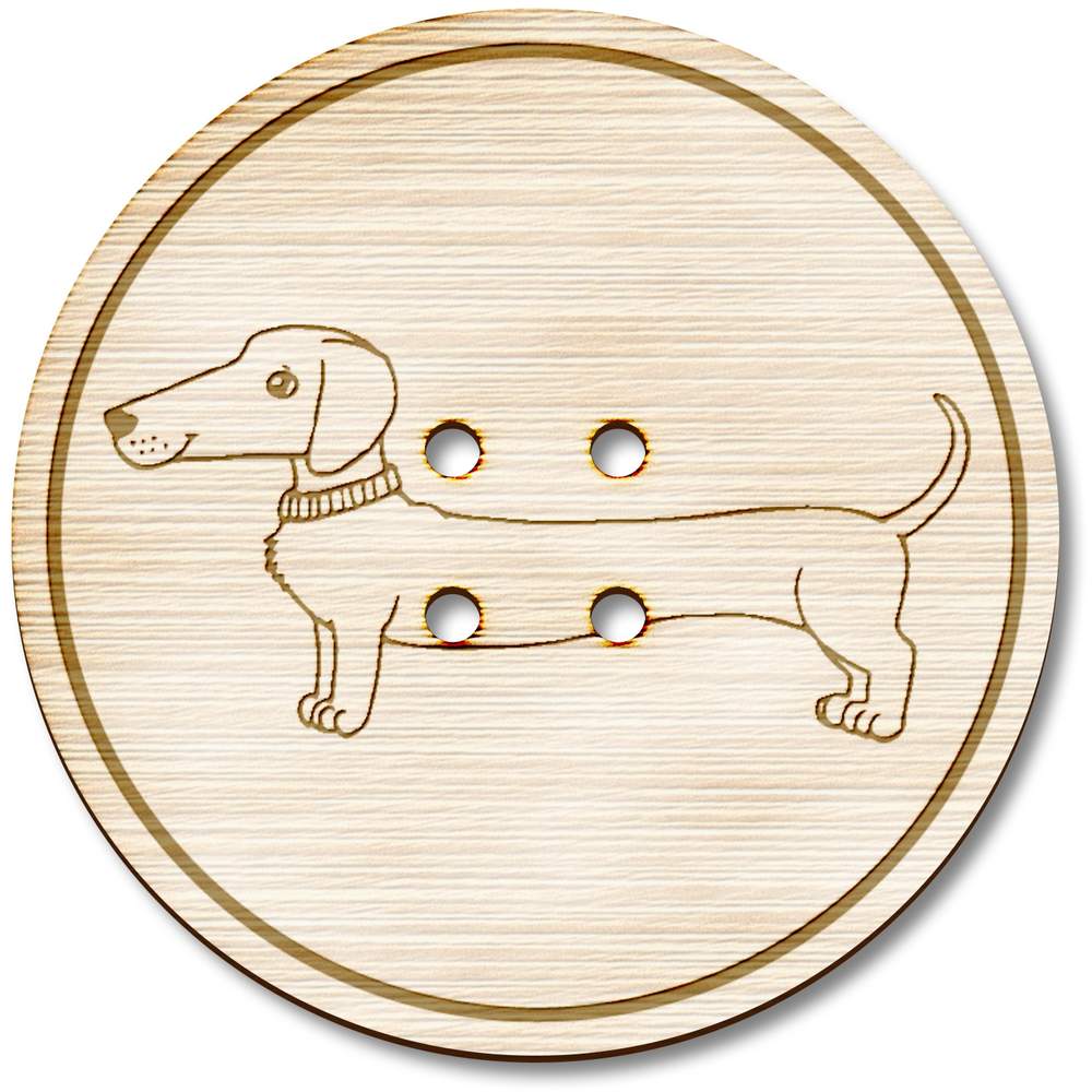 3 x 38mm 'Sausage Dog' Large Round Wooden Buttons (BT00020580)