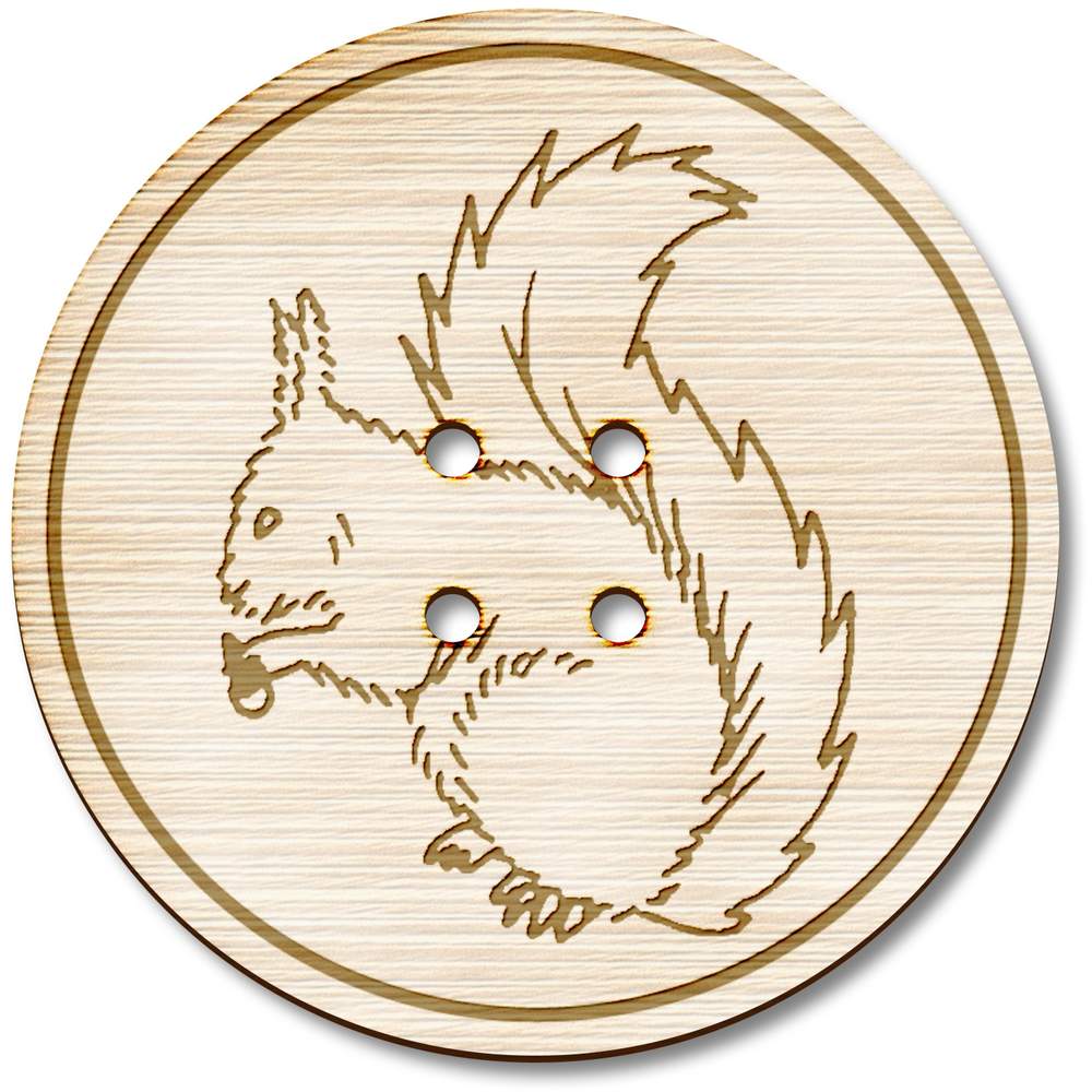 3 x 38mm 'Squirrel' Large Round Wooden Buttons (BT00023238)
