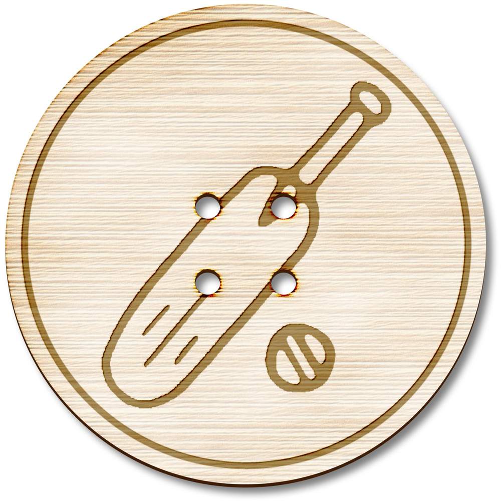 3 x 38mm 'Cricket Bat & Ball' Large Round Wooden Buttons (BT00070395)