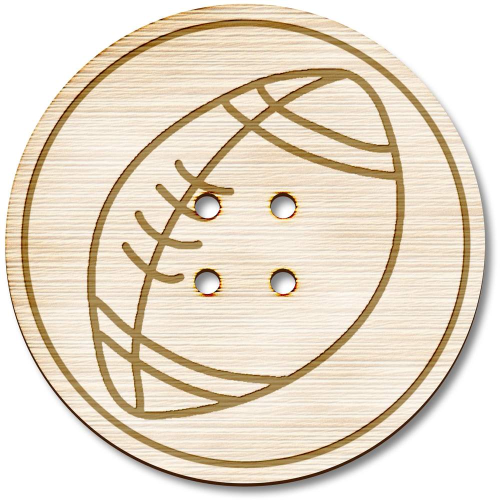 3 x 38mm 'Rugby Ball' Large Round Wooden Buttons (BT00075855)