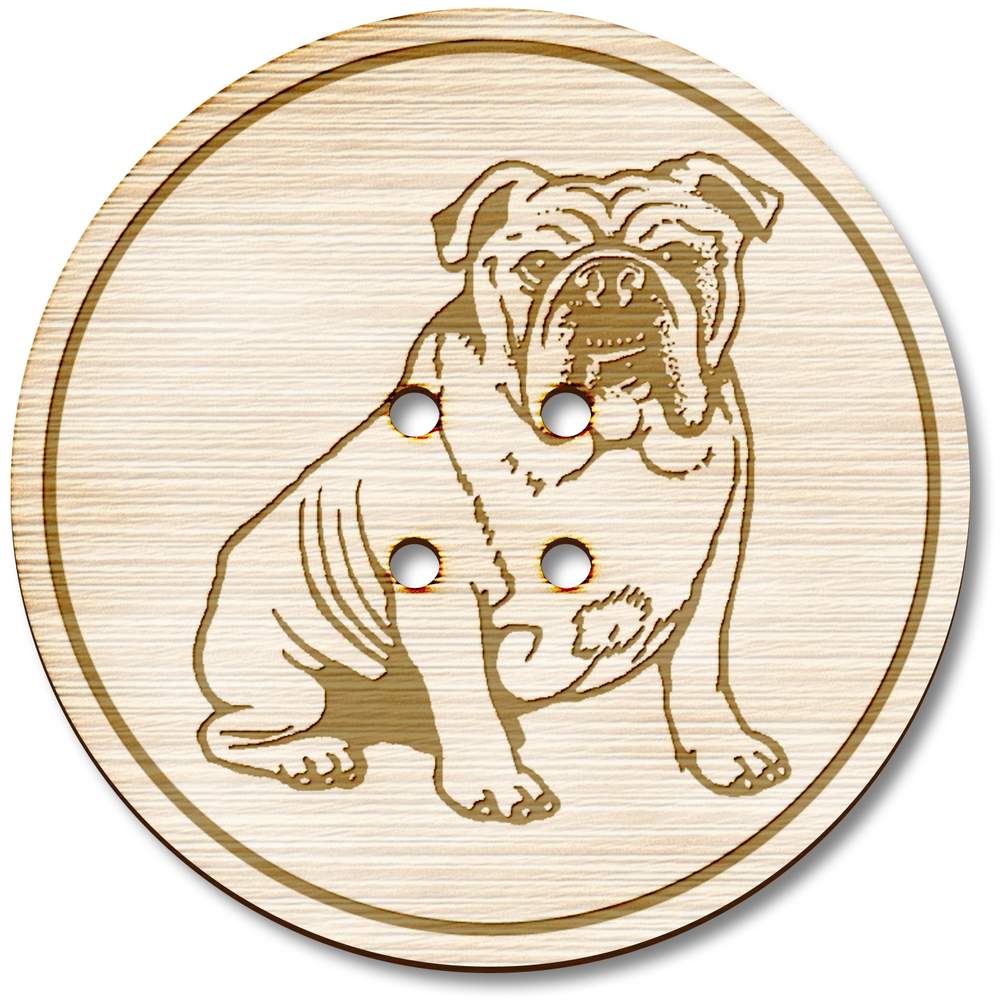 3 x 38mm 'English Bulldog' Large Round Wooden Buttons (BT00078650)