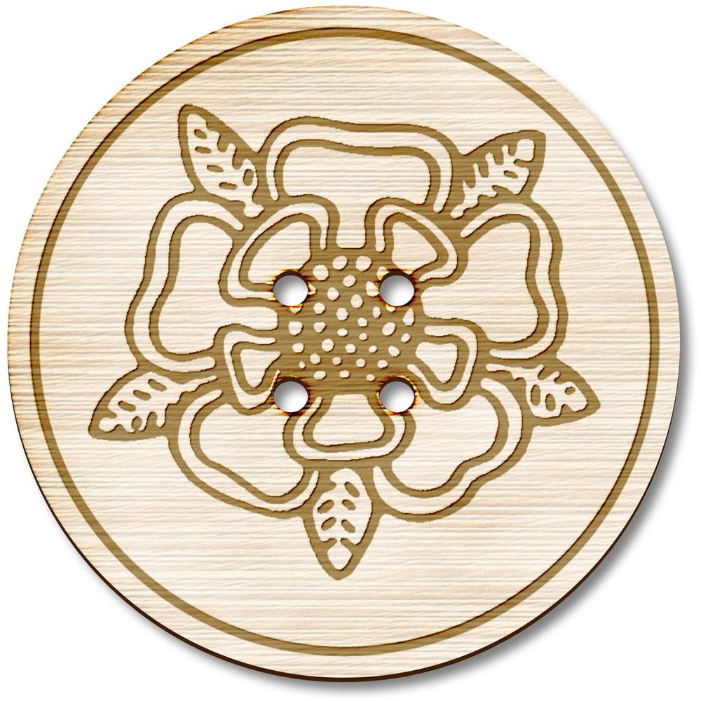 3 x 38mm 'Tudor Rose' Large Round Wooden Buttons (BT00080240)
