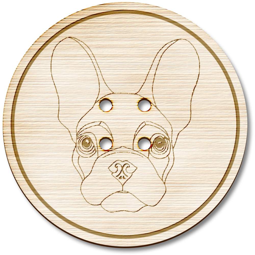 3 x 38mm 'French Bulldog' Large Round Wooden Buttons (BT00086163)