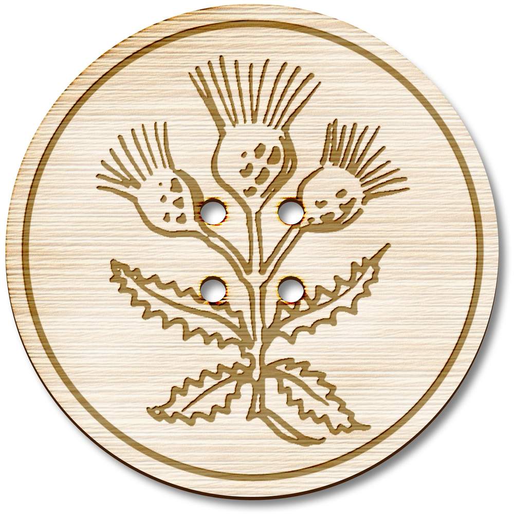3 x 38mm 'Thistle' Large Round Wooden Buttons (BT00086413)