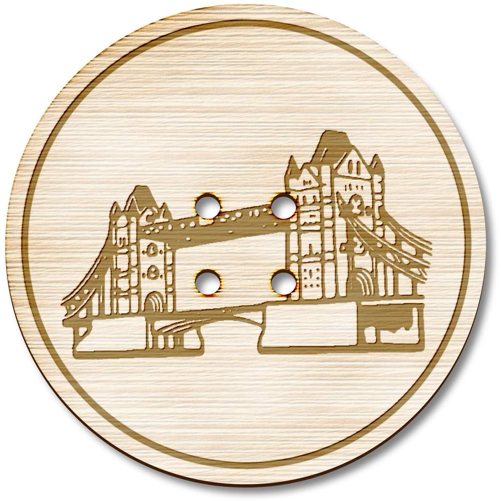 3 x 38mm 'Tower Bridge' Large Round Wooden Buttons (BT00087288)
