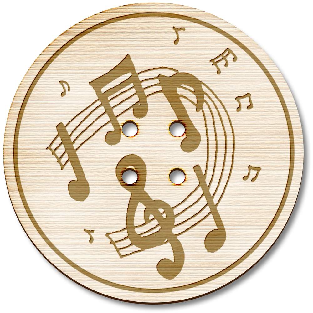 3 x 38mm 'Music Icons' Large Round Wooden Buttons (BT00087658)
