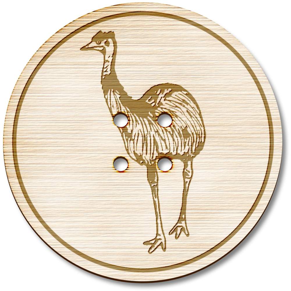 3 x 38mm 'Emu' Large Round Wooden Buttons (BT00087858)