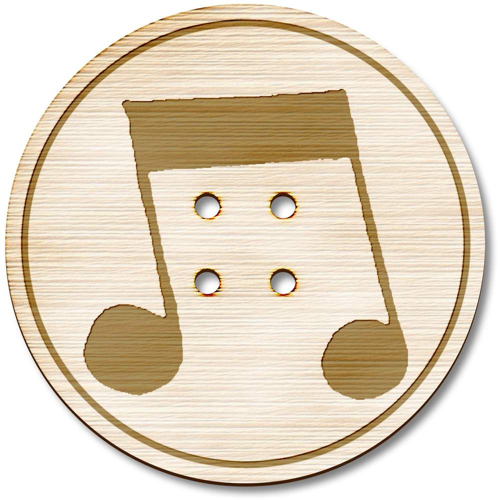 3 x 38mm 'Music Note' Large Round Wooden Buttons (BT00097848)