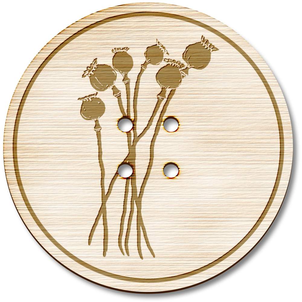 'Poppy Seed Heads' Wooden Buttons (BT028496) - Picture 3 of 3