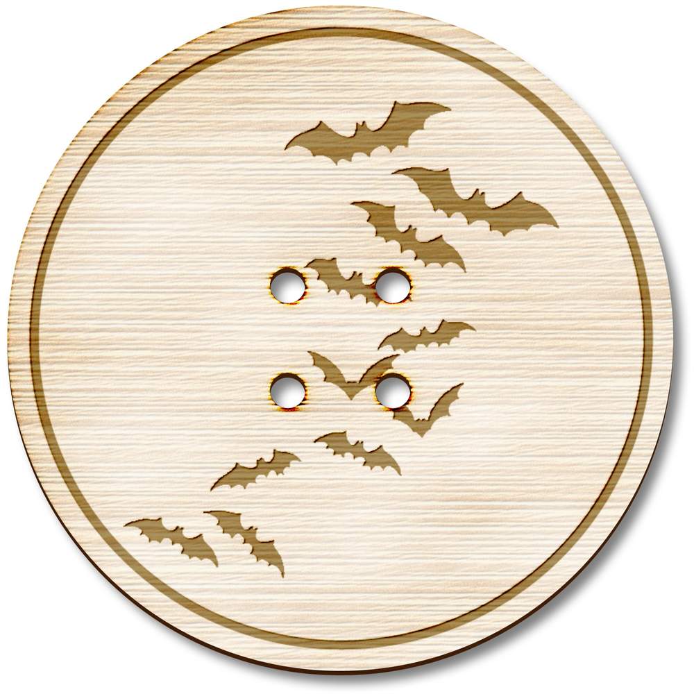 3 x 'Bats' Round Wooden Buttons - 38mm - Sewing Fasteners for Clothes, Knitting, Crafts and Scrapbooking (BT00115403)
