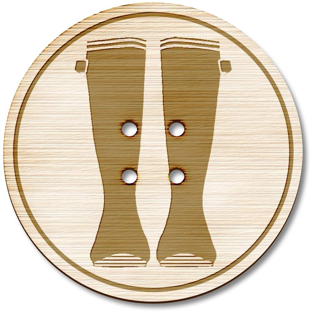 3 x 'Rubber Boots' Round Wooden Buttons - 38mm - Sewing Fasteners for Clothes, Knitting, Crafts and Scrapbooking (BT00117025)