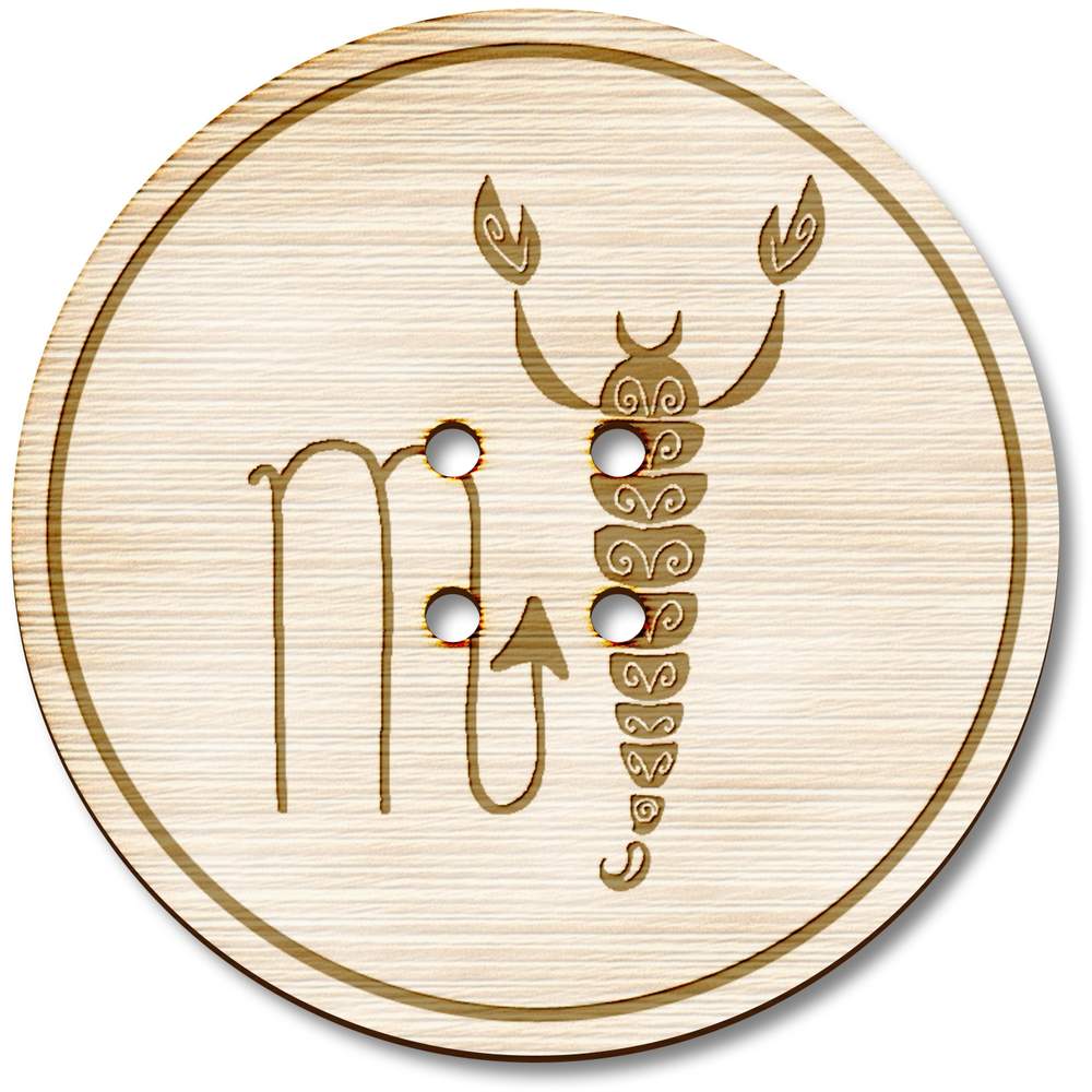 3 x 38mm 'Scorpio the Scorpion' Large Round Wooden Buttons (BT00117183)