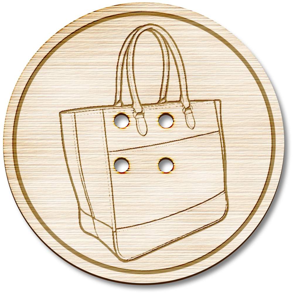 3 x 38mm 'Handbag' Large Round Wooden Buttons (BT00121641)