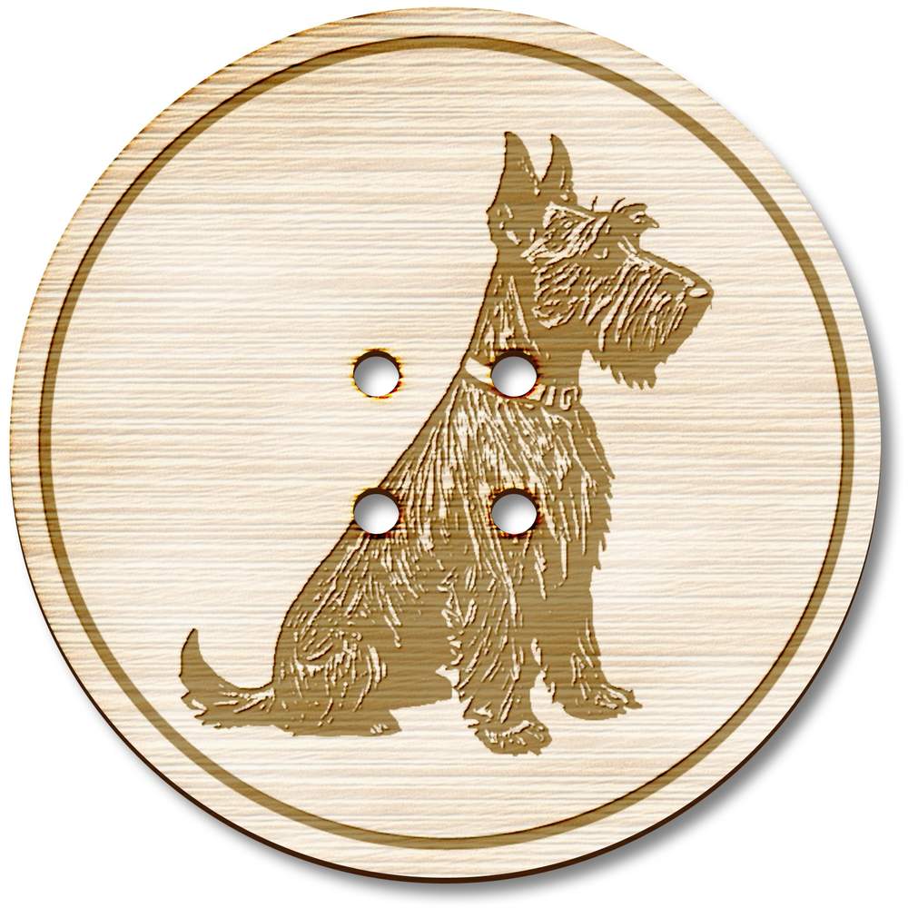 3 x 38mm 'Scottish Terrier' Large Round Wooden Buttons (BT00124991)